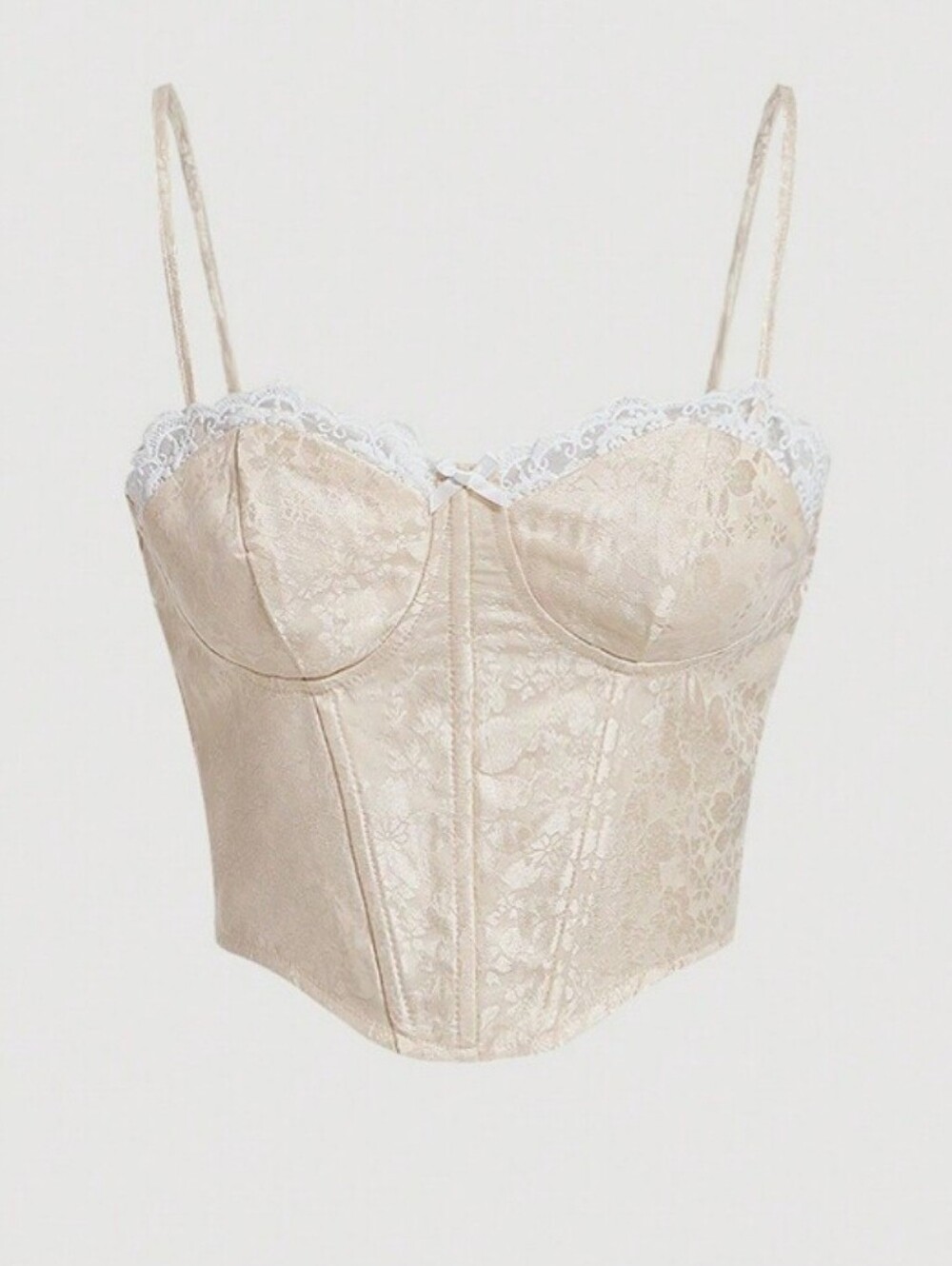SHEIN MOD Jaquard Contrast Lace Corset Structure Cami Top, NWT